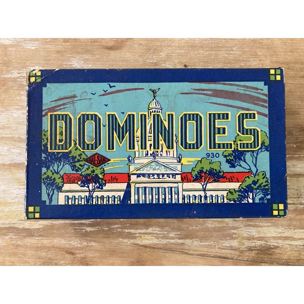 Vintage Halsam double nine Capitol Dominoes complete nice original box